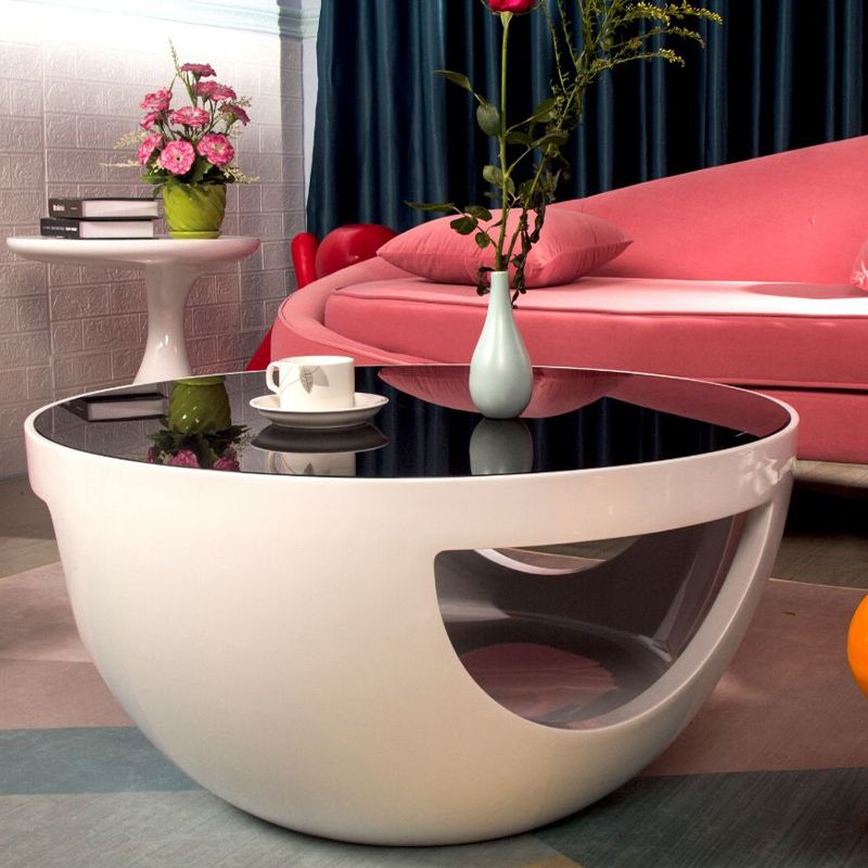 Tavolino in vetro rotondo moderno scaffale semplice incluso tavolo da cocktail - dia 32.28 "