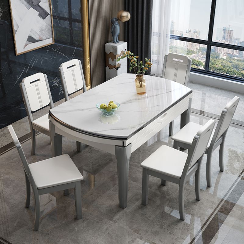 モダンなスタイルの家具1/7/ PCSラウンドストーンダイナーテーブルアームレスチェア