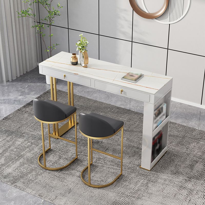 Marble Bistro Bar Table with Rectangle Table Top Double Pedestal Table Clearhalo 'Bar Furniture' 'Bar Tables' 'bar_tables' 'furn' 'furn_bar_tables' 'Furniture' 'Kitchen & Dining Furniture' 1200x1200_216e4431-bc97-4964-a6d8-3133c2b3ff65