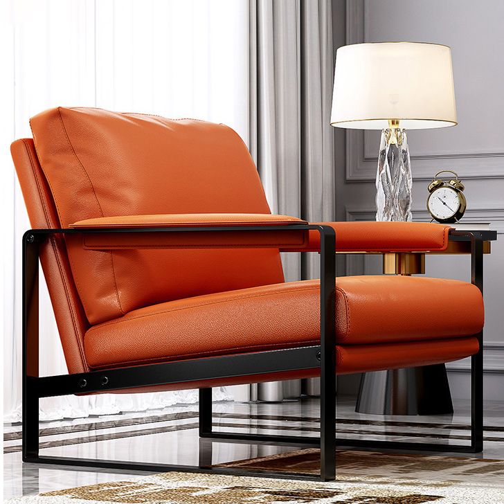 Modern 31.5" Wide Sewn Pillow Back Sponge Metal Frame Arm Chair Clearhalo 'Accent Chairs' 'accent_chairs' 'Chairs & Seating' 'furn' 'furn_accent_chairs' 'Furniture' 'Living Room Furniture' 1200x1200_216f379d-21ed-4122-ba11-98be14527469