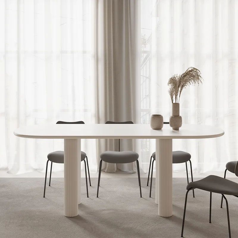 Modern White Dining Table Solid Wood Dinner Table for Dining Room