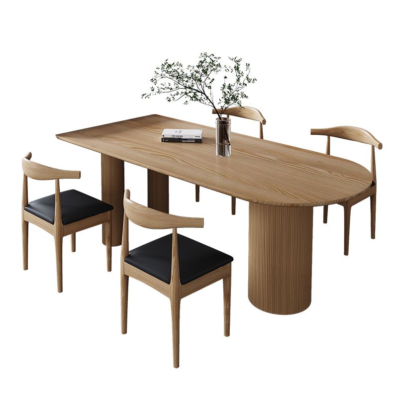 Modern Style Pine Solid Wood Dining Table Double Pedestal Base Freeform Table for Home Clearhalo ' dining_table' 'Dining Tables & Seating' 'Dining Tables' 'furn' 'furn_dining_table' 'Furniture' 'furniture_dining_table' 'Kitchen & Dining Furniture' 'kitchen&dining_furn' 'kitchen' 'kitchen_dining_table' 1200x1200_216fe416-bf7d-4444-b4a6-97001cb8a8cb