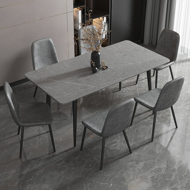 Modern Style Sintered Stone Dining Room Set with Fixed Rectangle Shape Table and 4 Legs Base Clearhalo 'Dining Room Sets' 'Dining Tables & Seating' 'dining_room_set' 'furn' 'furn_dining_room_set' 'Furniture' 'furniture_dining_room_set' 'Kitchen & Dining Furniture' 'kitchen&dining_furn' 'kitchen' 1200x1200_21703427-666d-4af6-8d0a-6e51121088b3