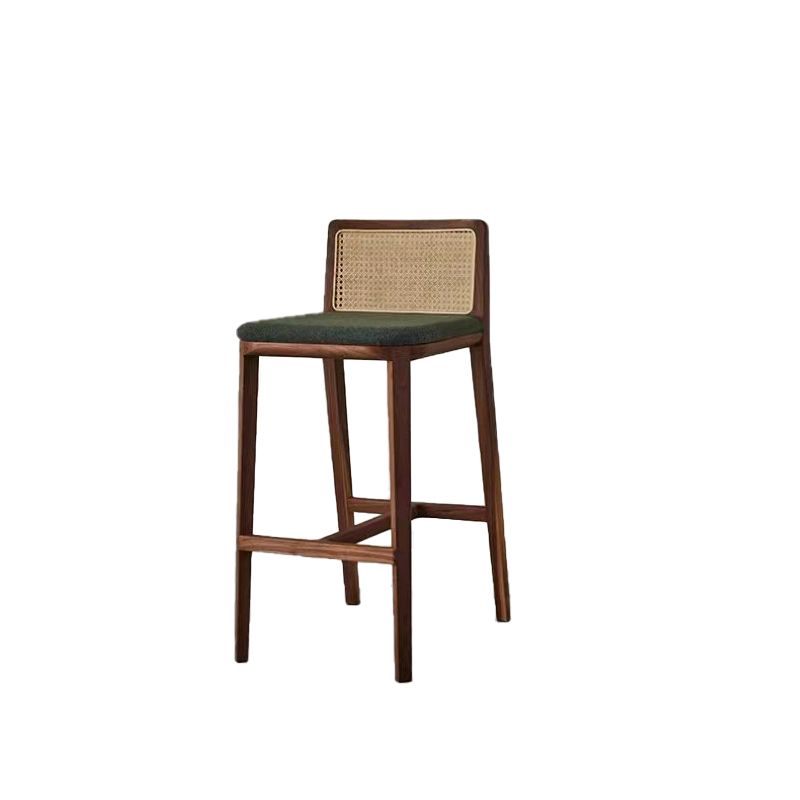 Tabouret de bar rembourré sans bras contemporain avec base en bois massif
