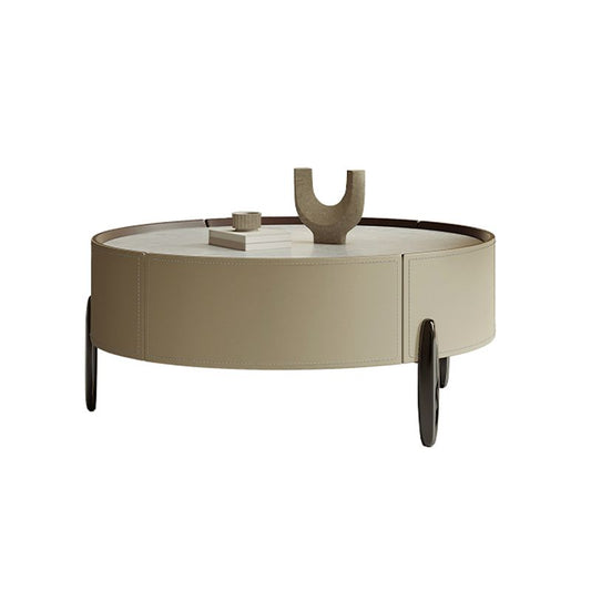 Contemporary Coffee Table Round 3 Legs Slate Coffee Cocktail Table