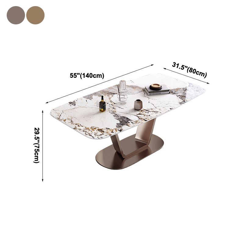 55.12''L Glam Sintered Stone Table Rectangle Dining Table for Kitchen Clearhalo ' dining_table' 'Dining Tables & Seating' 'Dining Tables' 'furn' 'furn_dining_table' 'Furniture' 'furniture_dining_table' 'Kitchen & Dining Furniture' 'kitchen&dining_furn' 'kitchen' 'kitchen_dining_table' 1200x1200_21731f82-5b1b-42f9-a181-1f676b146747