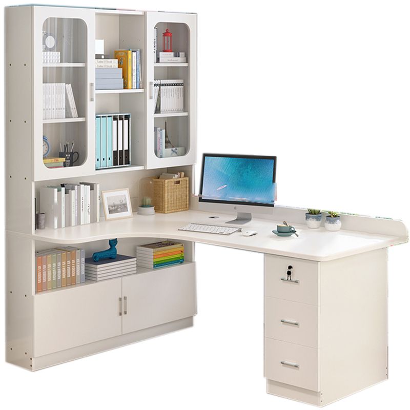 Irregular Shaped Office Laptop Table Wood Writing Desk with 3-Drawers for Home Clearhalo 'furn' 'furn_office_desk' 'Furniture' 'Office Desks' 'Office Furniture' 'office_desk' 1200x1200_217697d5-11db-44d8-8e5b-8bbed6aa0d8b