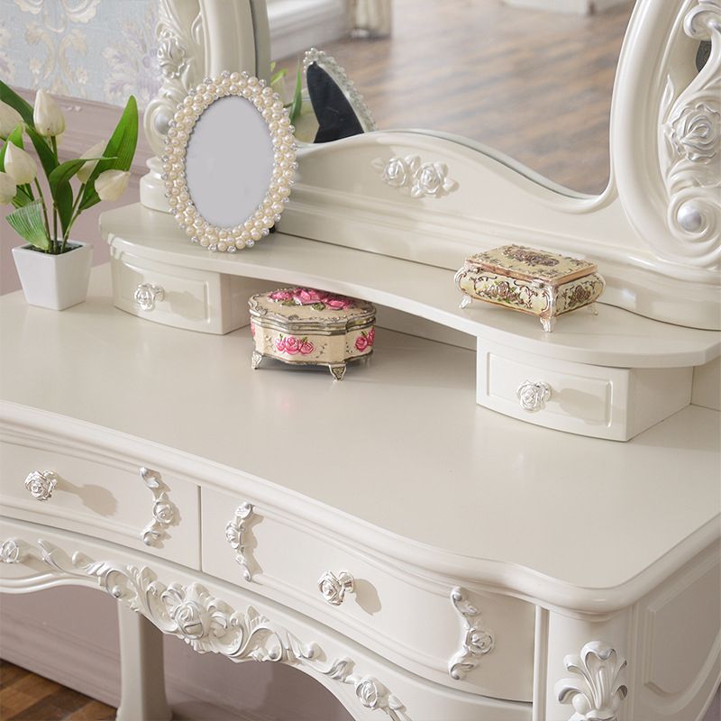 White Vanity Dressing Table Set Victorian Mirrored Wood Vanity Clearhalo 'Bedroom Furniture' 'furn' 'furn_makeup_vanities' 'Furniture' 'Makeup Vanities' 'makeup_vanities' 1200x1200_21775c91-0c7b-47b1-8e6f-4df6f2115950