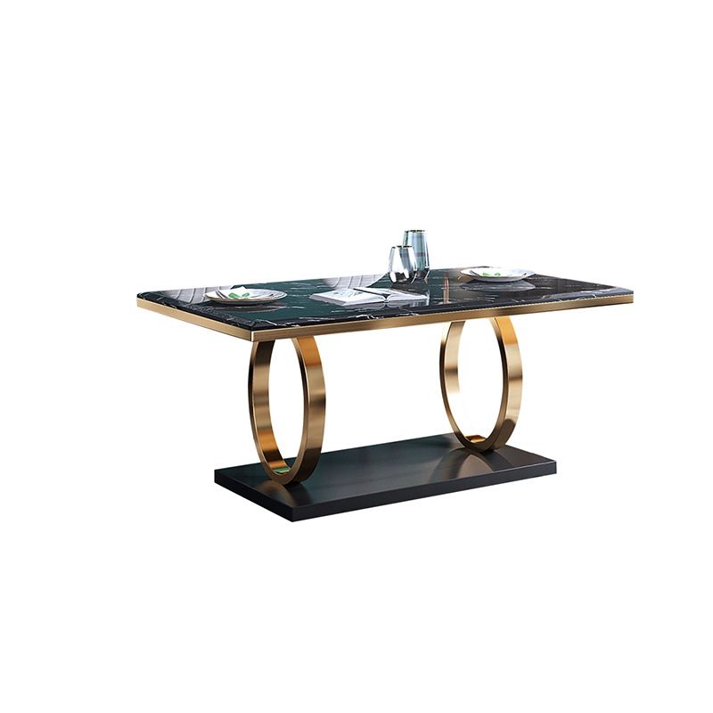 Luxury Marble Dining Table for Restaurant Rectangle Table with Metal Pedestal in Gold Clearhalo 'Dining Tables & Seating' 'Dining Tables' 'dining_table' 'furn' 'furn_dining_table' 'Furniture' 'furniture_dining_table' 'Kitchen & Dining Furniture' 'kitchen' 'kitchen_dining_table' 1200x1200_21779f2f-9260-446f-98cc-f79ab19b5426