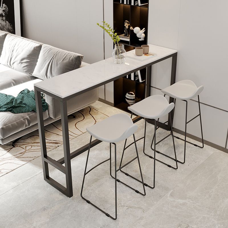 Table à manger en pierre de barre de bar à barre rectangle moderne avec piédestal à chevalet pour salle à manger