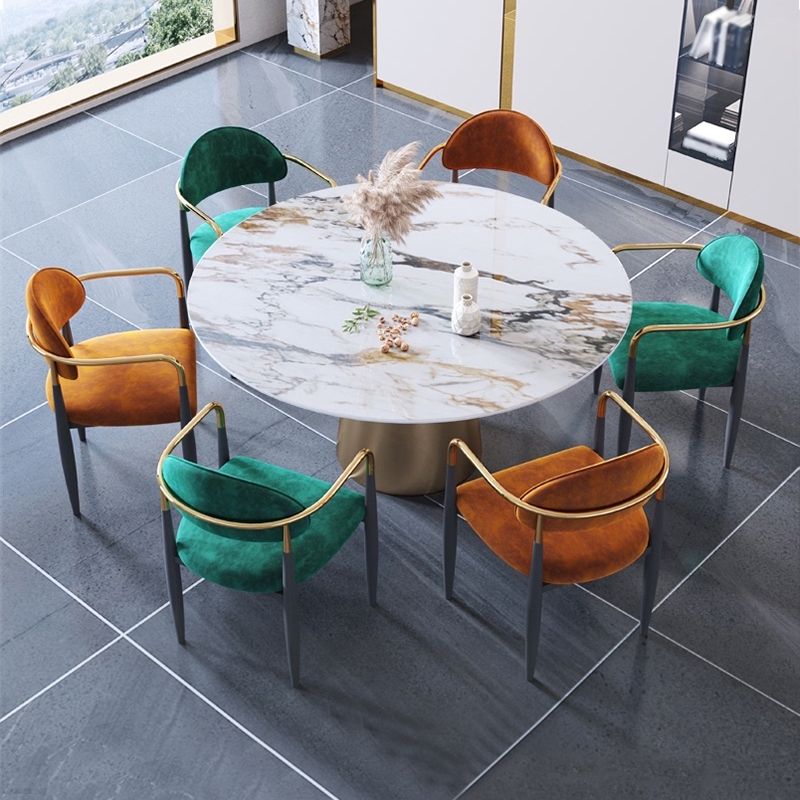 Contemporary Home Open Back Arm Chair Matte Finish Upholstered Dining Chair Clearhalo ' kitchen&dining_furn' 'Dining Chairs' 'Dining Tables & Seating' 'dining_chair' 'furn' 'furn_dining_chair' 'Furniture' 'furniture_dining_chair' 'Kitchen & Dining Furniture' 'kitchen' 1200x1200_21787ef5-a073-4b9d-8264-50877f6ba1ce