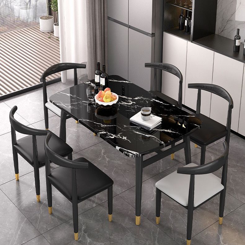 Black Dining Table Rectangle Dining Table for Kitchen Dining Room