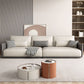 Modern White Pillows Square Arm Living Room Faux Leather Seating