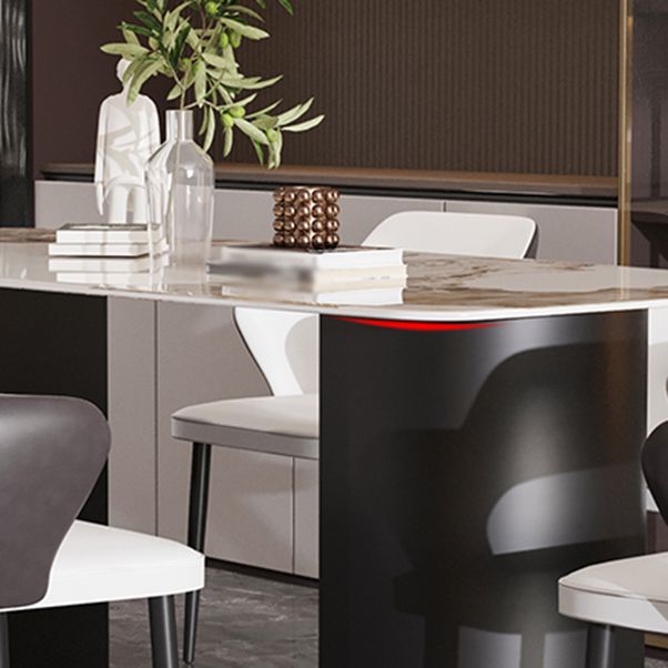 Modern Steel Dinette Set 1/2/7 Pieces Rectangle White Sintered Stone Top Dining Table Set Clearhalo 'Dining Room Sets' 'Dining Tables & Seating' 'dining_room_set' 'furn' 'furn_dining_room_set' 'Furniture' 'furniture_dining_room_set' 'Kitchen & Dining Furniture' 1200x1200_217c3be6-d50f-4152-a979-fa538b51bb8b