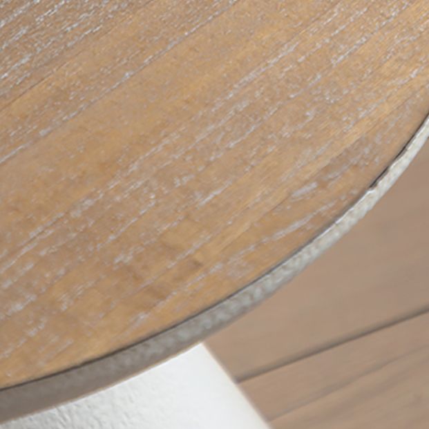 French Country Wooden Round Top Side Table Iron Pedestal End Table