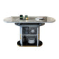 Modern Extendable Dining Table Grey Round Stone Tabletop with Storage