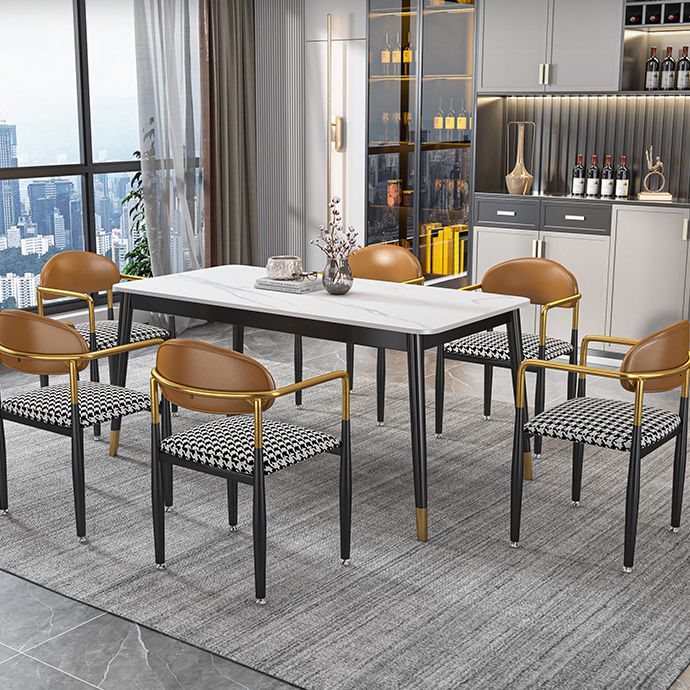 Glam Rectangle Dining Table Set 1/4/5/7 Pieces Dinette Set with Sintered Stone Top Clearhalo 'Dining Room Sets' 'Dining Tables & Seating' 'dining_room_set' 'furn' 'furn_dining_room_set' 'Furniture' 'Kitchen & Dining Furniture' 1200x1200_218045d9-ede9-43c2-a328-56e7af440f67