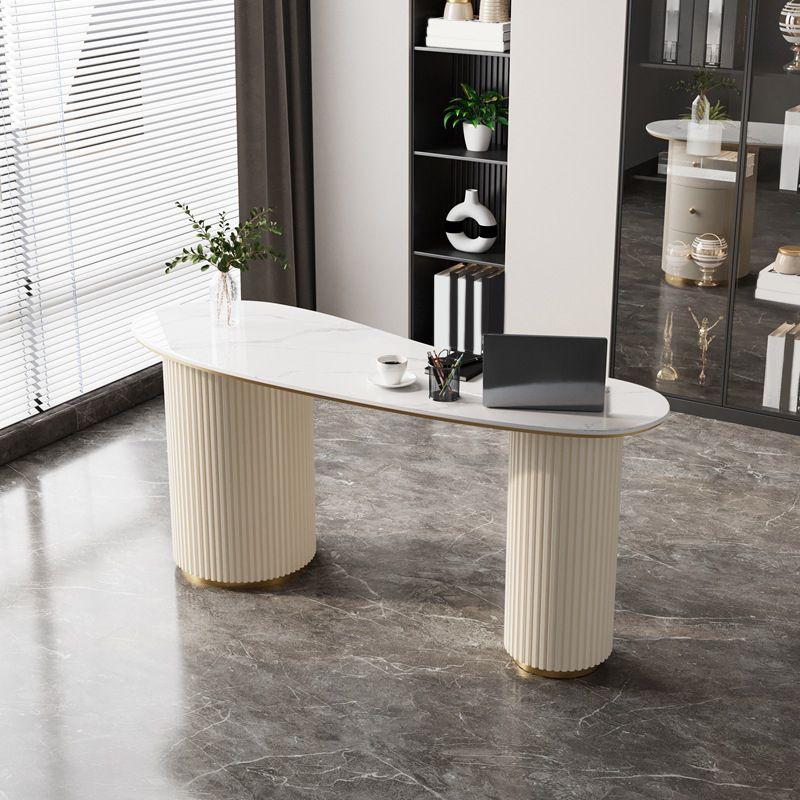 Licht luxe marmeren schrijfbureau wit 3-ladel schrijfbureau