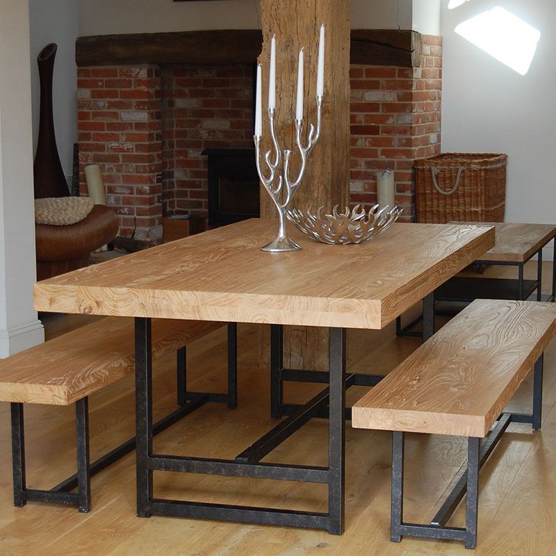 Metal Rectangle Industrial Dining Table Pine Solid Wood Top Table with Trestle Base Clearhalo ' dining_table' 'Dining Tables & Seating' 'Dining Tables' 'furn' 'furn_dining_table' 'Furniture' 'furniture_dining_table' 'Kitchen & Dining Furniture' 'kitchen&dining_furn' 'kitchen' 'kitchen_dining_table' 1200x1200_2181a08d-73e3-48ad-83e5-9bb9766cd52b