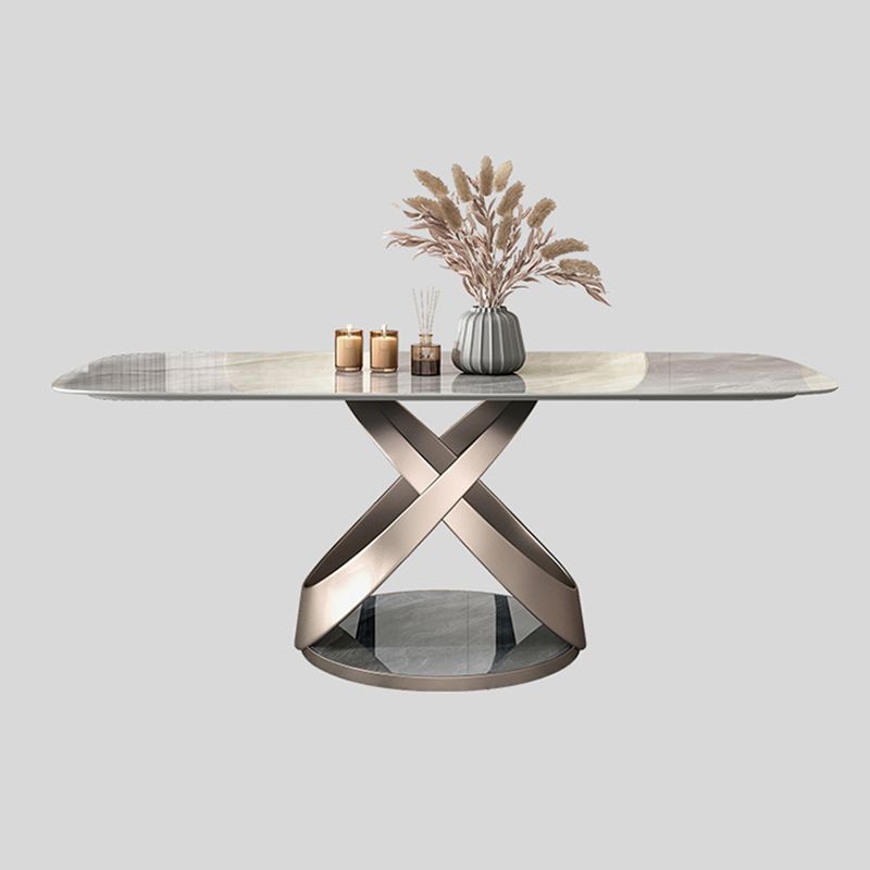 Modern Style Traditional Height Dining Set with Grey Fixed Rectangle Shape Table and Trestle Base Clearhalo 'Dining Room Sets' 'Dining Tables & Seating' 'dining_room_set' 'furn' 'furn_dining_room_set' 'Furniture' 'furniture_dining_room_set' 'Kitchen & Dining Furniture' 'kitchen&dining_furn' 'kitchen' 1200x1200_2182214f-c957-42bf-a987-ffec6efcd483