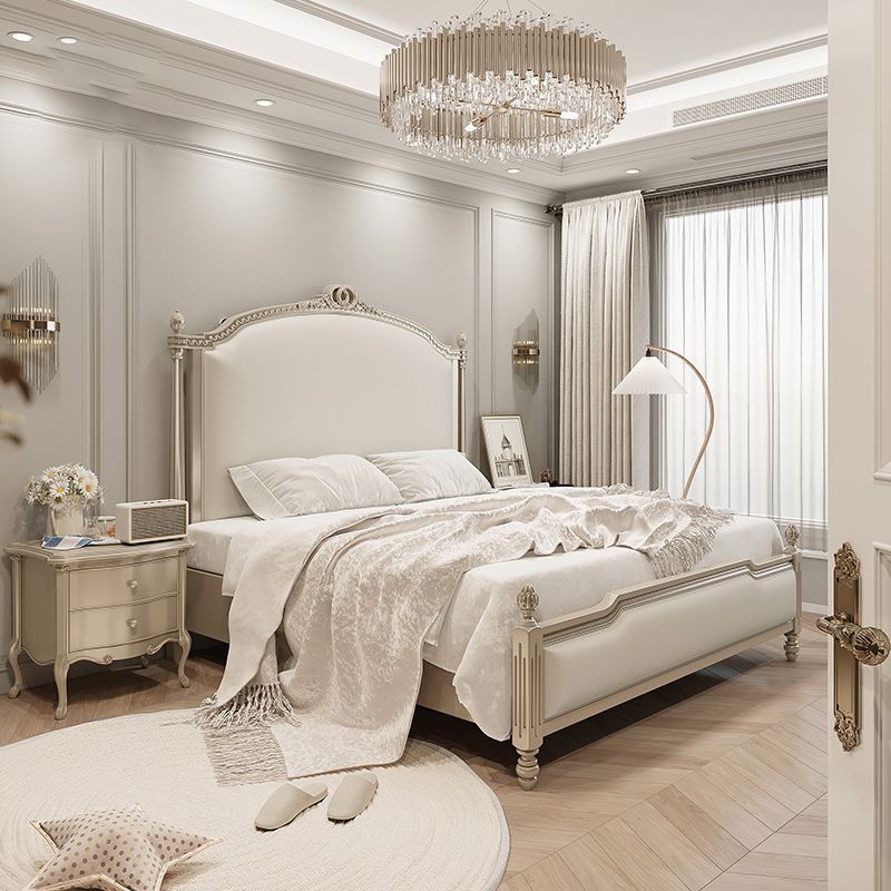 Echt lederen gestoffeerd standaardbed 63 "H paneelbed met opslag van lift omhoog