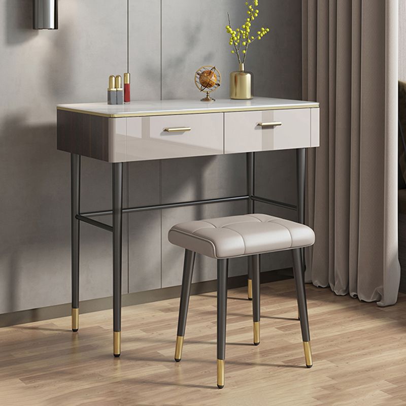 Modern Slate Top Vanity Makeup Table Set Grey Makeup Vanity Desk Table