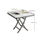 Modern White Foldable Dining Table Wood Tabletop with Metal Legs