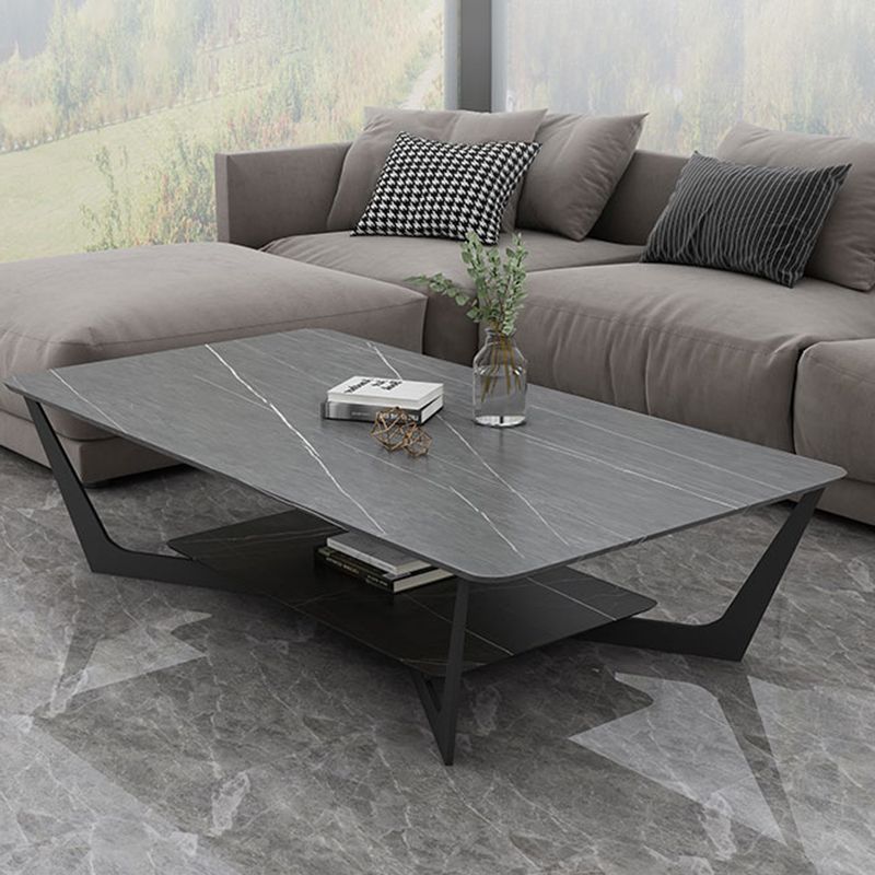 Modern Style Black Gold/white/grey/white Gold Rock Board Table with Iron Base Coffee Table Clearhalo 'Coffee & Accent Tables' 'Coffee Tables' 'coffee_tables' 'furn' 'furn_coffee_tables' 'Furniture' 'Living Room Furniture' 1200x1200_218587ea-ccdb-4541-a1fa-5946a35d2e1c