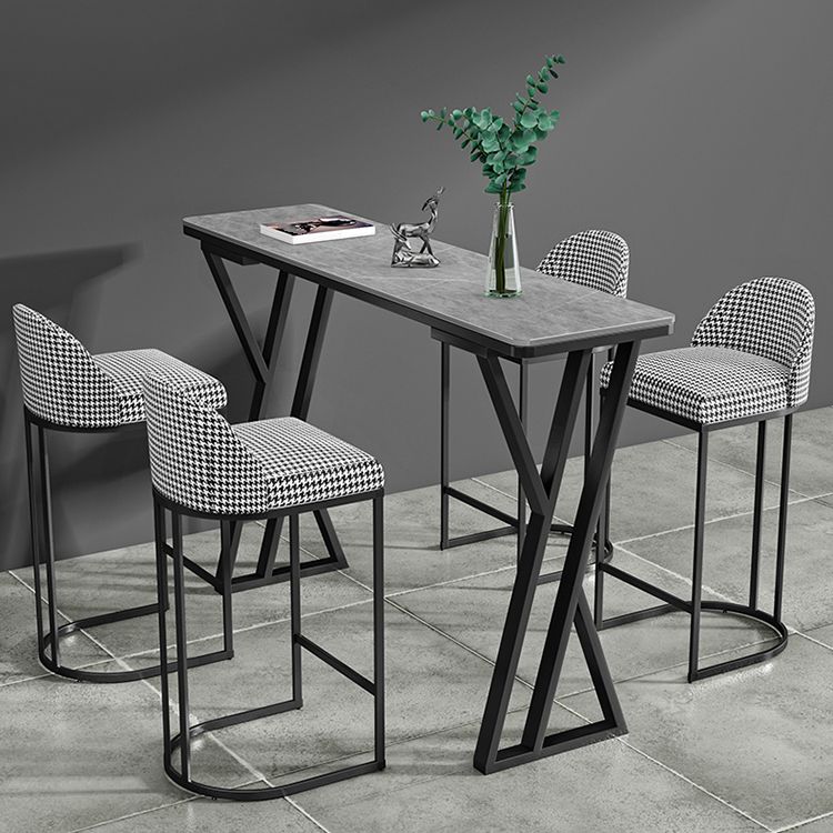 Tavolo da bar rettangolare in pietra sinterizzato tavolo da barra industriale con doppio piedistallo