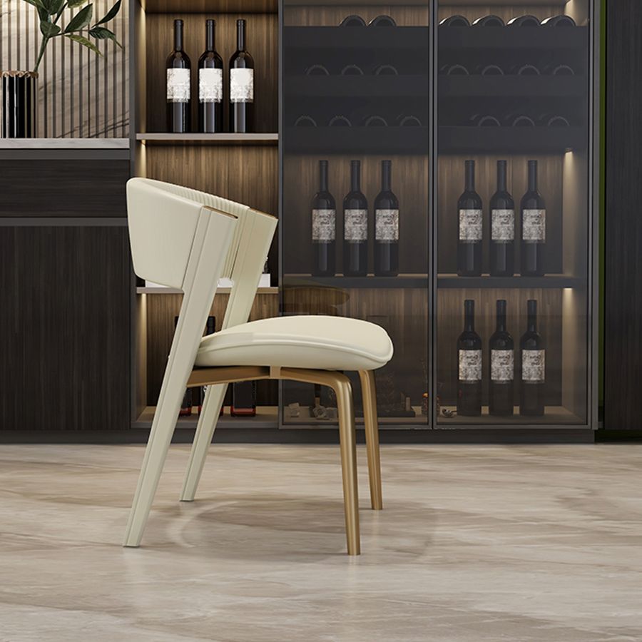 ダイニングルームグラムサイドチェアメタルレッグオープンバックダイニングアームレスチェア