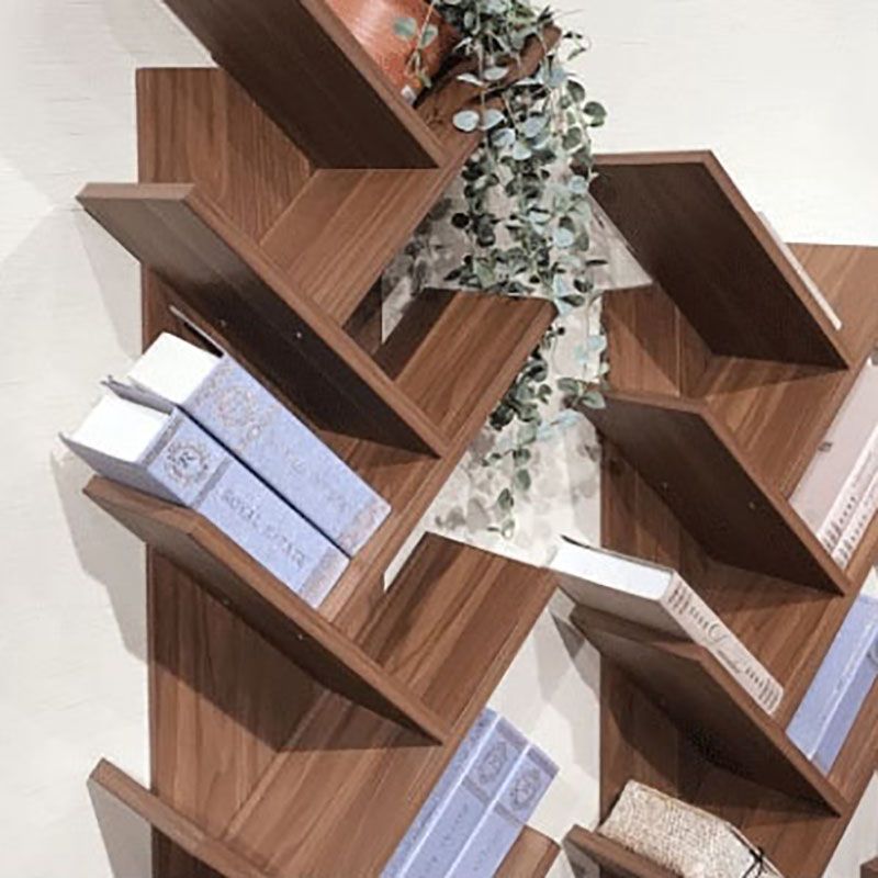 Modern Engineered Wood Bookshelf Walnut Geometric Closed Back Bookcase Clearhalo 'Bookcases' 'furn' 'furn_bookcases' 'Furniture' 'Office Furniture' 1200x1200_218b58ee-b98f-4b72-9710-403eeacc0eb1
