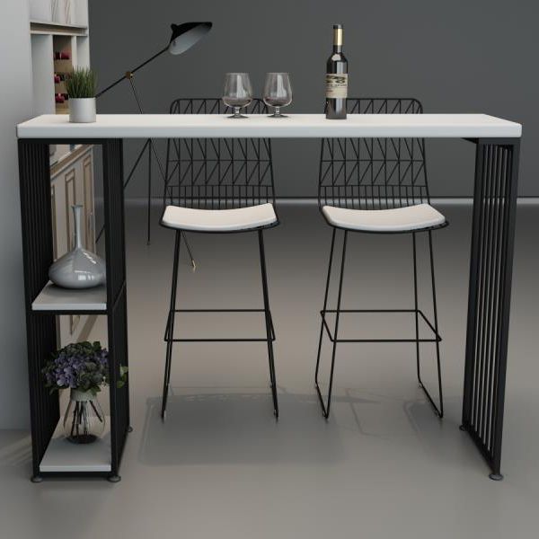 Mesa de bar rectangular estilo Glam, mesa de comedor de madera maciza de pino con almacenamiento