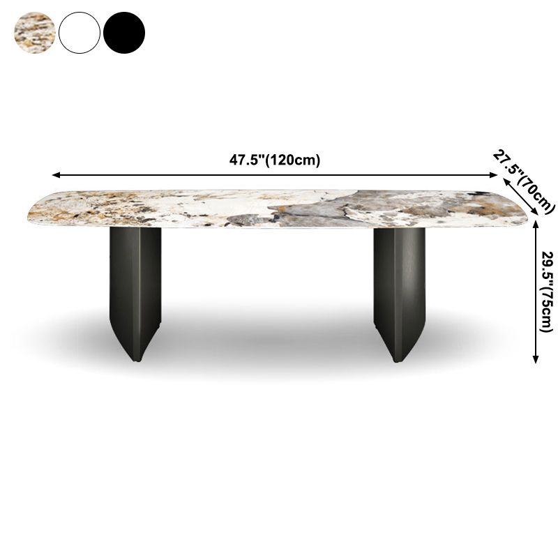 Simplicity Rectangle Dining Room Table Sintered Stone Table with Double Pedestal Clearhalo ' dining_table' 'Dining Tables & Seating' 'Dining Tables' 'furn' 'furn_dining_table' 'Furniture' 'furniture_dining_table' 'Kitchen & Dining Furniture' 'kitchen&dining_furn' 'kitchen' 'kitchen_dining_table' 1200x1200_219056f7-629c-446b-a36a-e800c29f6faf