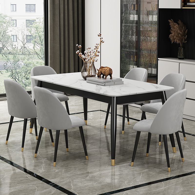 Modern Stone Rectangular Dining Table for Restaurant and Bar Clearhalo 'Dining Tables & Seating' 'Dining Tables' 'dining_table' 'furn' 'furn_dining_table' 'Furniture' 'Kitchen & Dining Furniture' 1200x1200_21905fe6-43b2-4461-94d6-883a733a9233