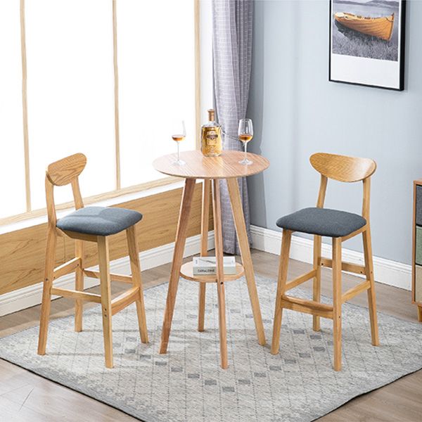 Scandinavian Oak Wood Upholstered Barstool Matte Finish Footrest Stool Clearhalo 'Bar Furniture' 'Bar Stools' 'bar_stools' 'Furniture' 'furniture_bar_stools' 'Kitchen & Dining Furniture' 1200x1200_21919f87-d747-44e0-8782-94f60fc250d3