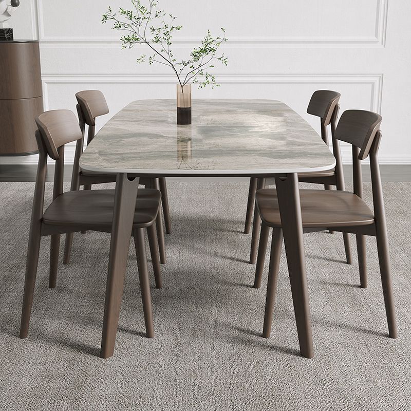 Modern Stone Dining Room Table for 2-6 Person Grey Rectangular Top Clearhalo 'Dining Tables & Seating' 'Dining Tables' 'dining_table' 'furn' 'furn_dining_table' 'Furniture' 'Kitchen & Dining Furniture' 1200x1200_21926423-122d-4da3-9b1c-9d59c360c200