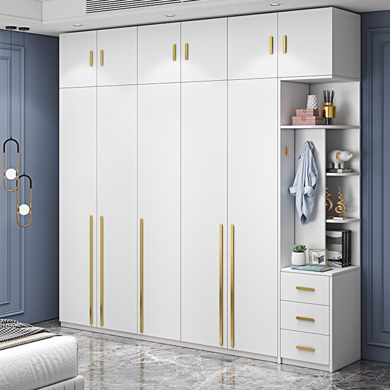 Witte kleur houten garderobe zachte close deur garderobe kast met kledingstaaf