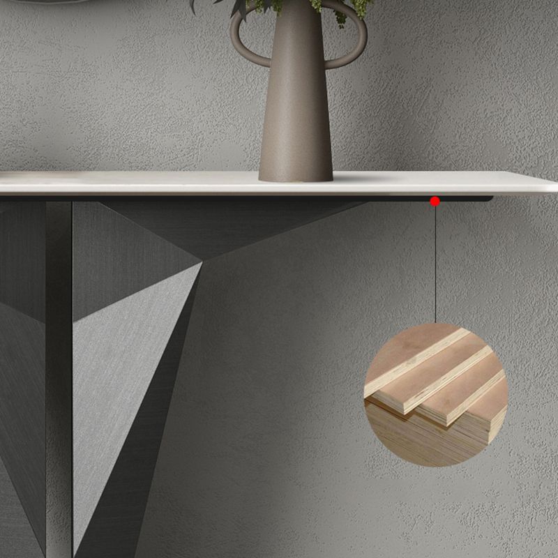 Glam Rectangle Console Table with Stain Resistant Stone for Hall