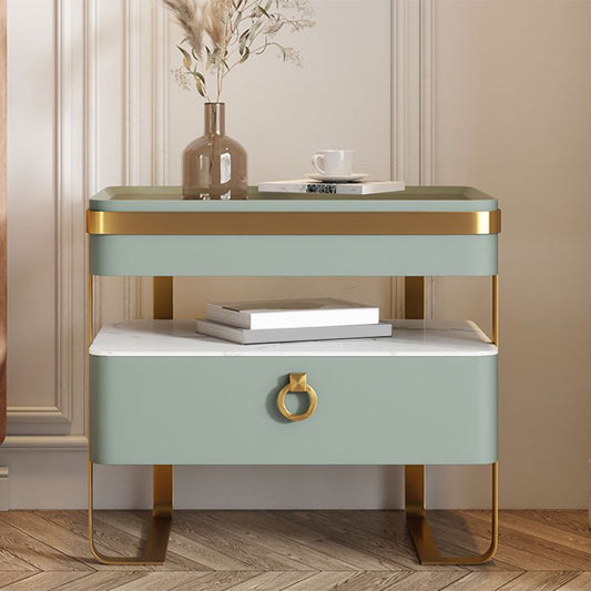 Glam 20 Inch H Nightstand Open Storage Glass Top Solid Wood Bed Nightstand with Legs Clearhalo 'Bedroom Furniture' 'furn' 'furn_night_stand' 'Furniture' 'night_stand' 'Nightstands' 1200x1200_21948814-ef63-4589-9be5-bec931c6c50f