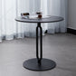 Round Stone Top Coffee Table Pedestal Slate with Metal Leg Modern