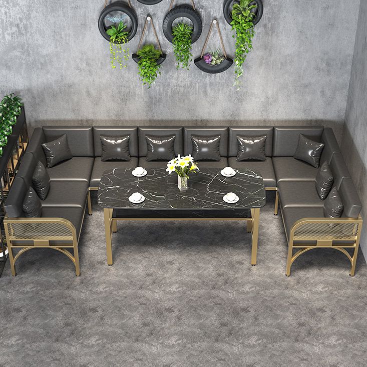 Industrial Sintered Stone Dinner Room Kitchen Table Black Table with Gold Frame Clearhalo ' dining_table' 'Dining Tables & Seating' 'Dining Tables' 'furn' 'furn_dining_table' 'Furniture' 'furniture_dining_table' 'Kitchen & Dining Furniture' 'kitchen&dining_furn' 'kitchen' 'kitchen_dining_table' 1200x1200_2196f6c3-ed8c-4058-8e49-7db02b29c047