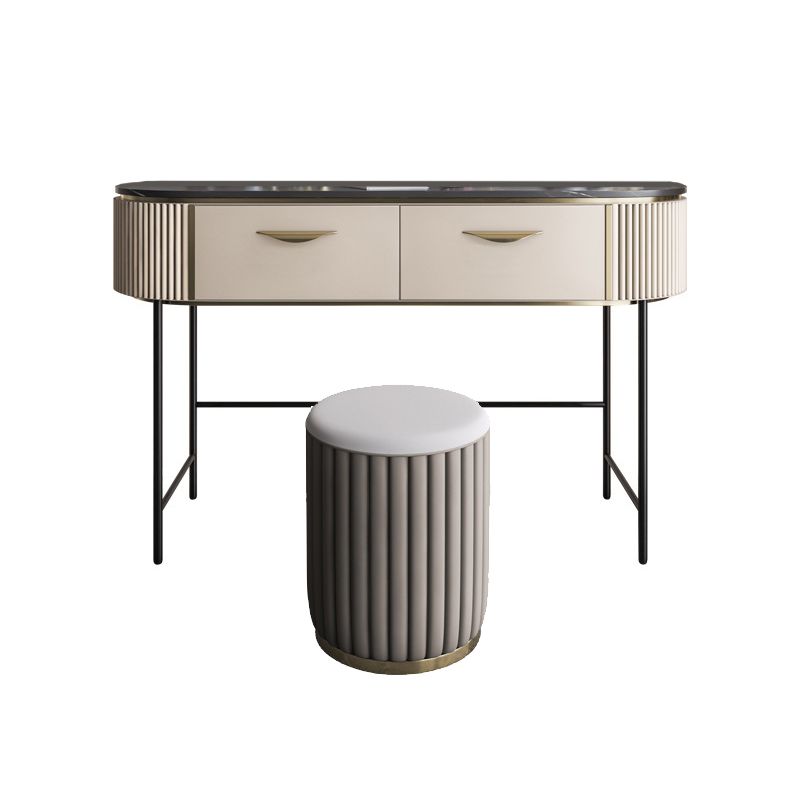 Modern 31.49 " H 2-Drawer Dressing Table Slate Top Vanity Stool Clearhalo 'Bedroom Furniture' 'furn' 'furn_makeup_vanities' 'Furniture' 'Makeup Vanities' 'makeup_vanities' 1200x1200_21984c63-762a-48db-b2a7-032f1ce973c9