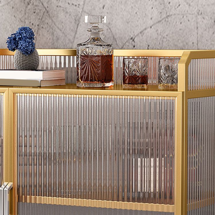 Glam Metal Curio Curio Porte di vetro Visualizza mobile per soggiorno per soggiorno