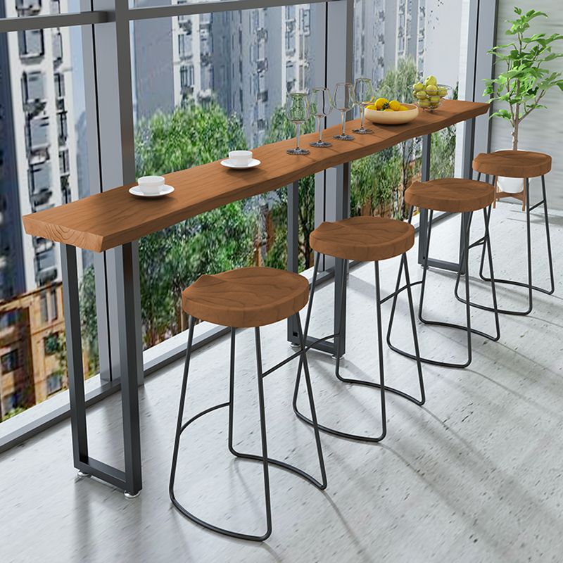 Modern Wood and Metal Bistro Accent Dining Table Sled Indoor Patio Bar Table Clearhalo 'Bar Furniture' 'Bar Tables' 'bar_tables' 'furn' 'furn_bar_tables' 'Furniture' 'furniture_bar_tables' 'Kitchen & Dining Furniture' 1200x1200_219cdd29-bb32-406a-97ef-d072dd5d0158