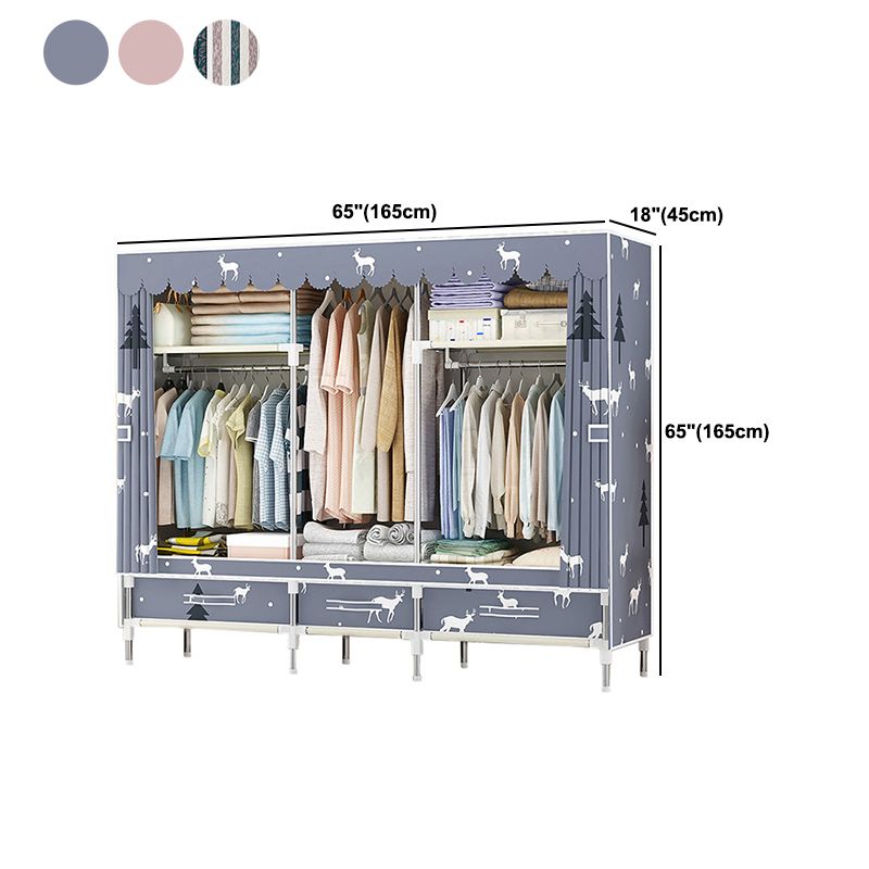 Steel Frame Wardrobe Cabinet Modern Style Wardrobe Armoire with Drawer Clearhalo 'Armoires & Wardrobes' 'armoires_wardrobes' 'Bedroom Furniture' 'furn' 'furn_armoires_wardrobes' 'Furniture' 1200x1200_219cf623-e596-4014-bdd1-af6f1cea60b7