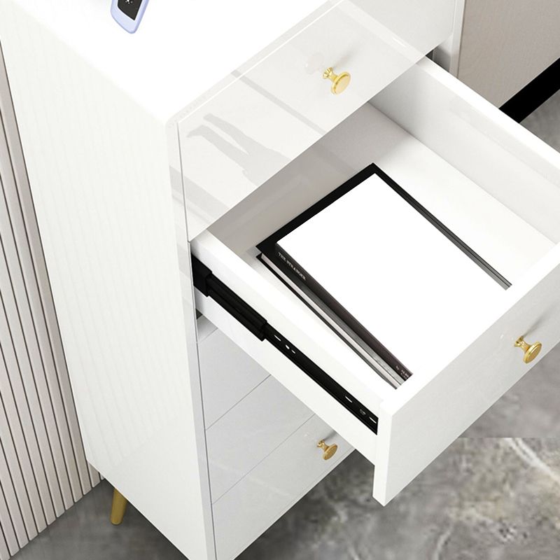 Contemporary Wooden Chest in White, Rectangle Accent Chest with Drawers