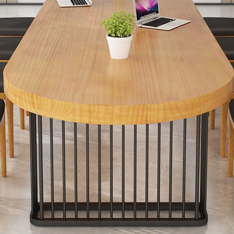 Industriële kantoorbureau massief hout ovaal bruin dennen schrijfbureau voor kantoor