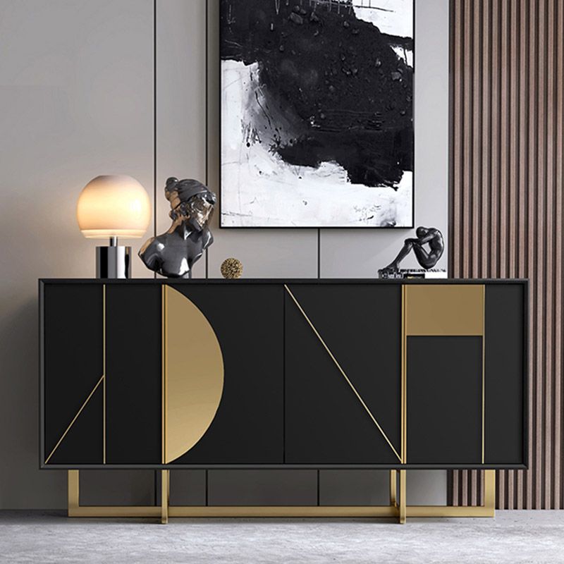 Tavolo a buffet in stile glam credenza a buffet in legno con armadi e cassetti