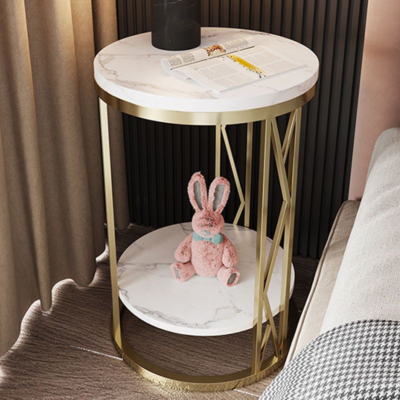 12,65-Zoll großer 2-Shelf-Nachttisch zeitgenössischer Stein-Top-Nachttisch