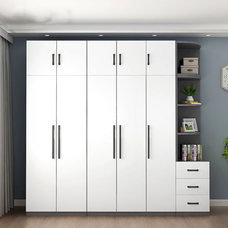 Moderne houten frame garderobe armoire vrijstaanbare garderobe met planken